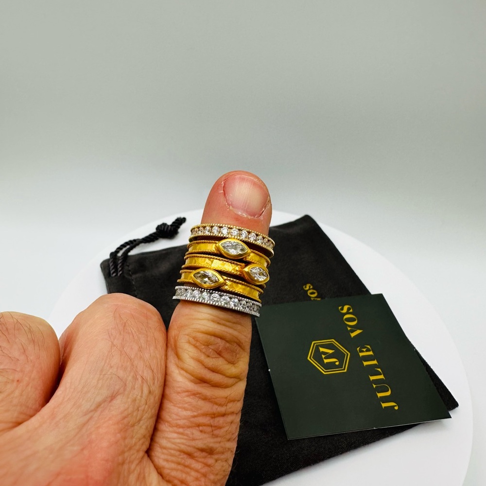 NWT Luxury Minimalist Authentic Julie Vos marquise cubic zirconia Ring Set - Picture 13 of 17